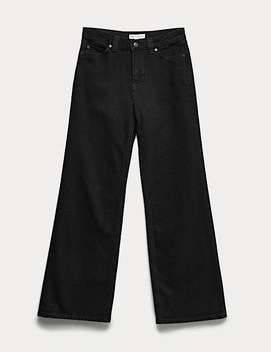 Cotton Rich High Waisted Wide Leg Jeans