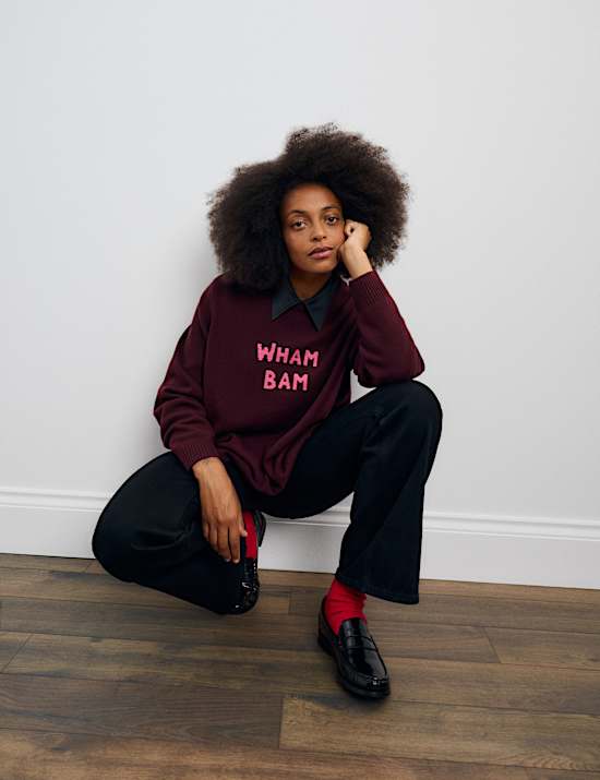 Merino Wool Rich 'Wham Bam' Relaxed Jumper