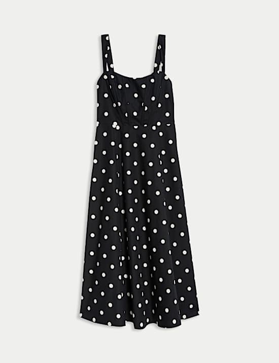 Pure Cotton Floral Corset Midi Skater Dress