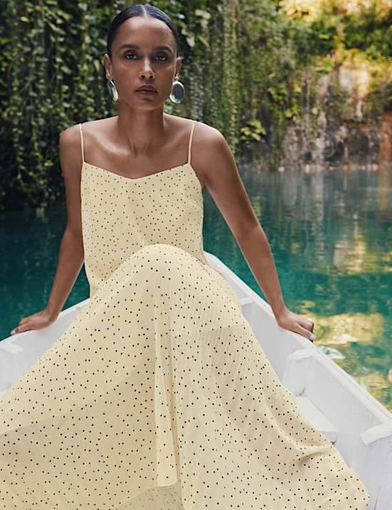 Chiffon Printed Scoop Neck Maxi Waisted Dress