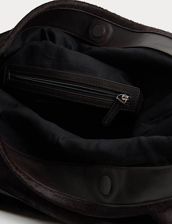 Hair On Leather Foldover Clutch Bag