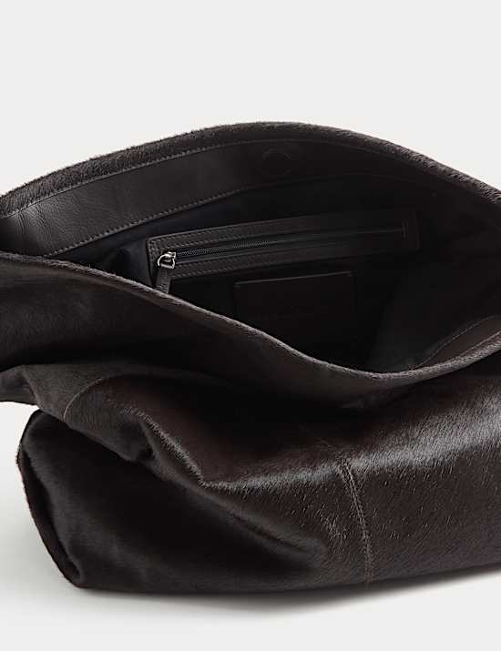 Hair On Leather Foldover Clutch Bag