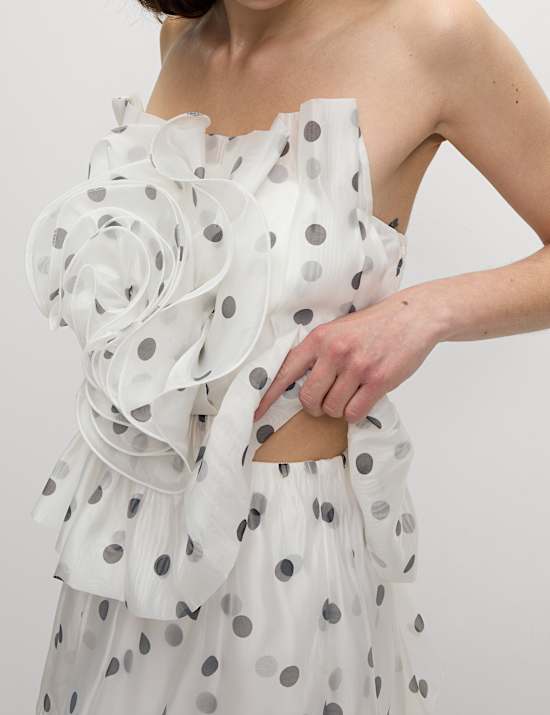 Organza Polka Dot Frill Midaxi Skirt