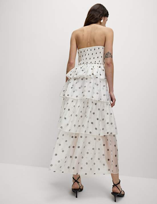 Organza Polka Dot Frill Midaxi Skirt