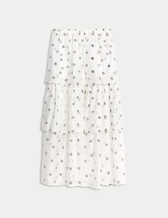 Organza Polka Dot Frill Midaxi Skirt