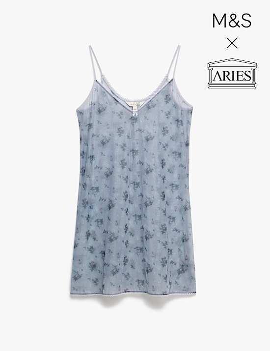 Sheer Floral Print Strappy Nightie