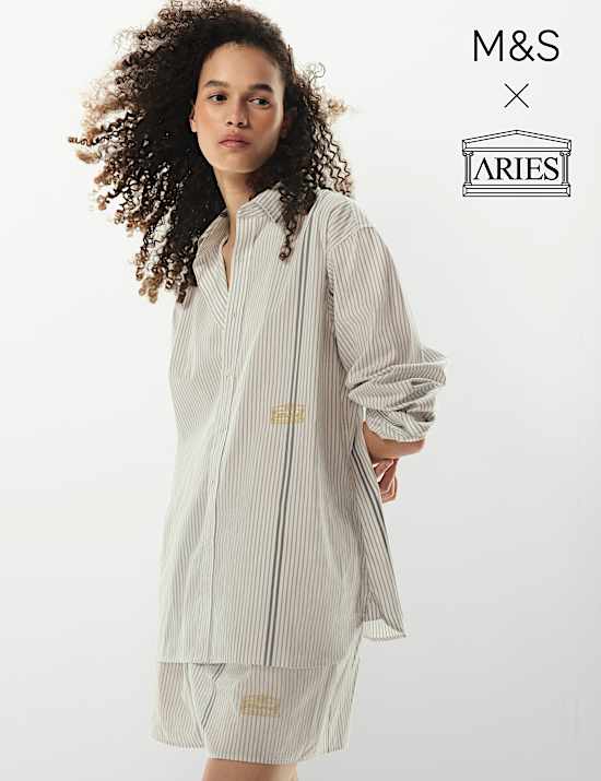 Chemise 100 % coton &agrave; rayures