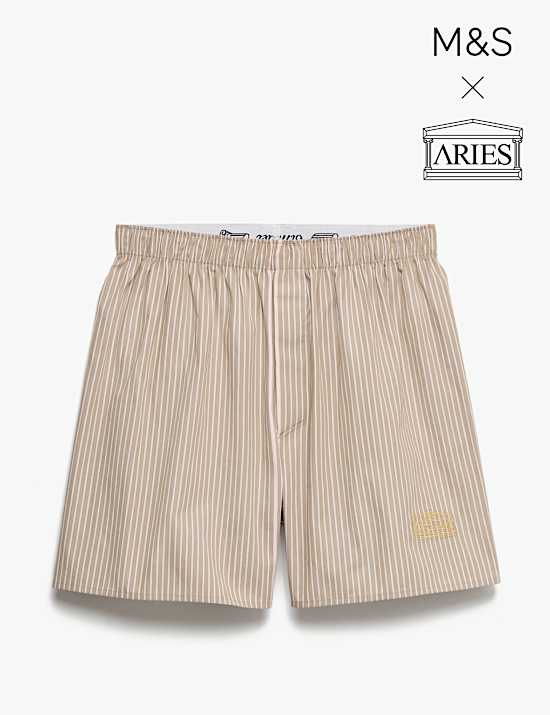 Short boxer &agrave; rayures 100 % coton