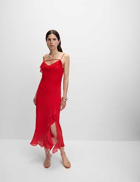 Cowl Neck Midaxi Slip Dress
