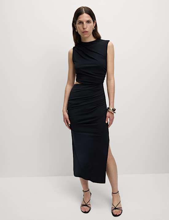 One Shoulder Midi Bodycon Dress