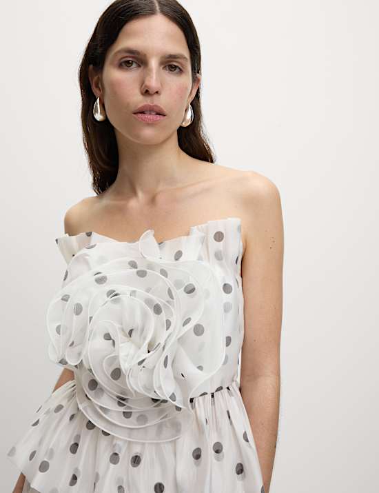 Organza Spot Print Bardot Top