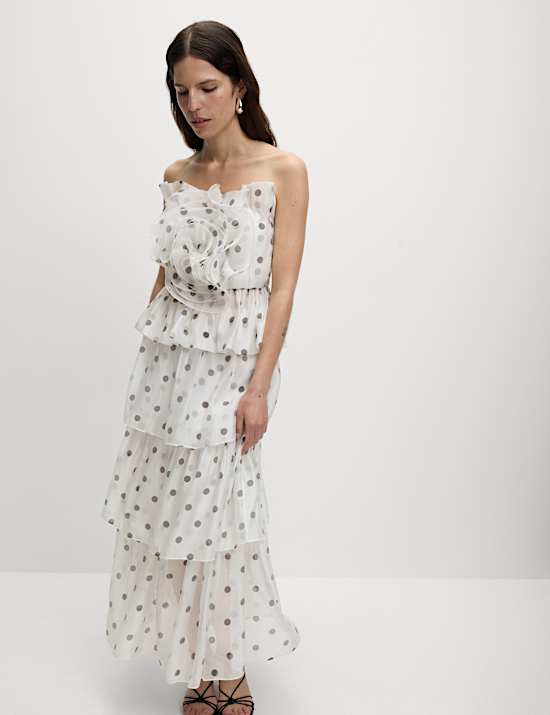 Organza Spot Print Bardot Top