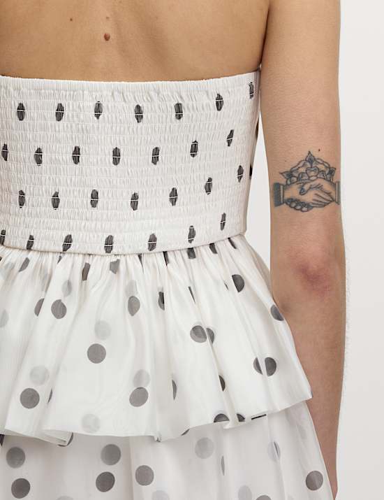 Organza Spot Print Bardot Top