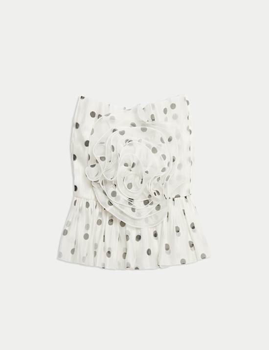 Organza Spot Print Bardot Top