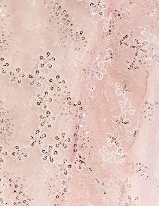 Gaun Kolom Midaxi Rumbai Renda dengan Hiasan