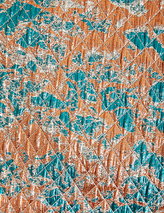 Doorgestikte metallic midaxi-kokerrok