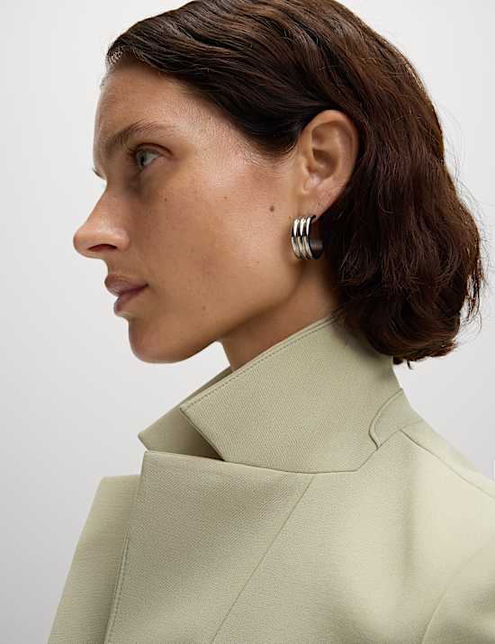 Blazer met korte mouwen, rechte pasvorm en enkele rij knopen