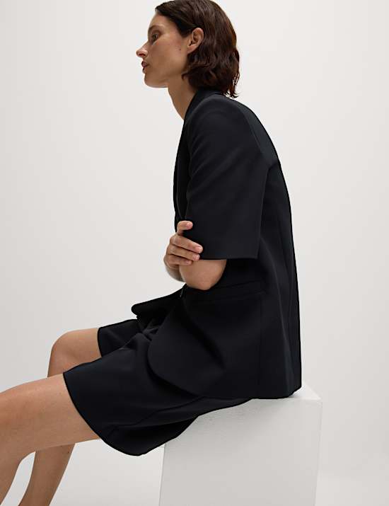 Gerade geschnittener, einreihiger Kurzarm-Blazer