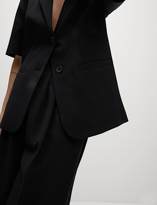 Gerade geschnittener, einreihiger Kurzarm-Blazer