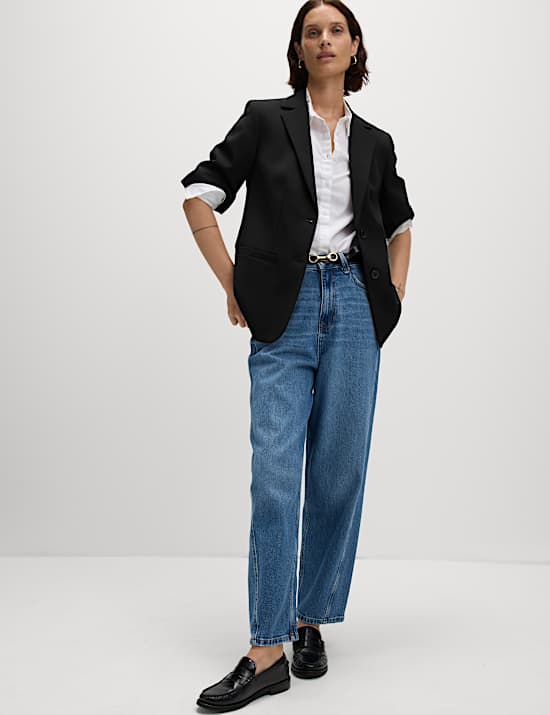 Gerade geschnittener, einreihiger Kurzarm-Blazer