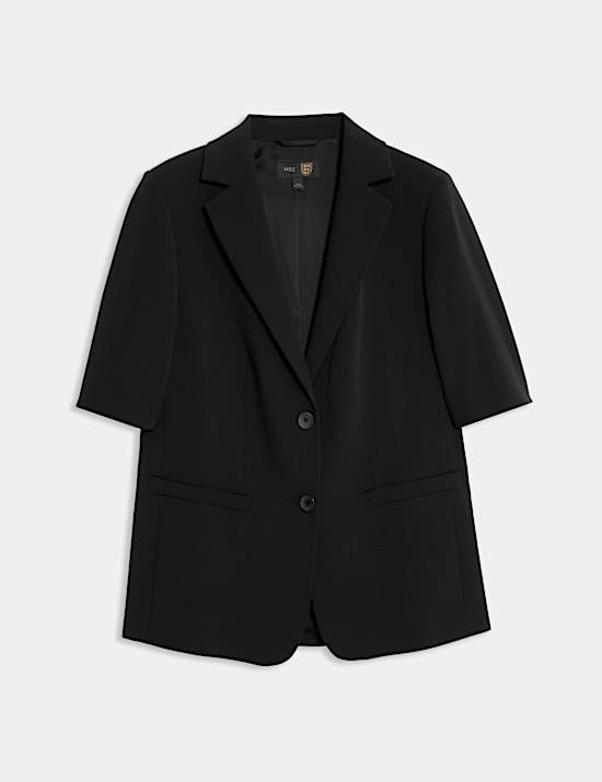 Gerade geschnittener, einreihiger Kurzarm-Blazer