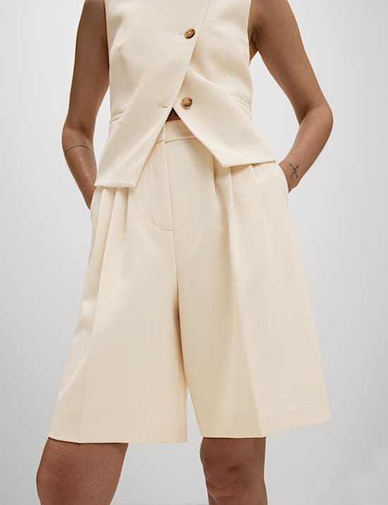 Bermuda taille haute &agrave; pinces