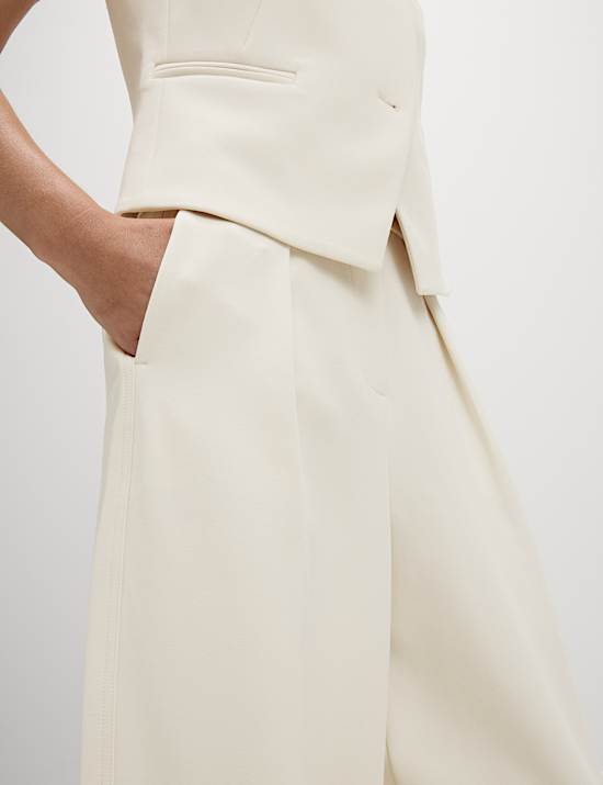 Tailored Pleat Front Barrel Leg Trousers