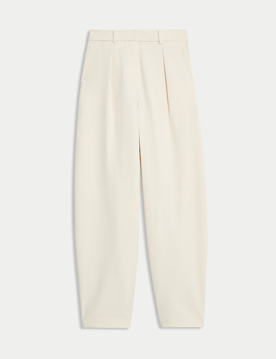 Tailored Pleat Front Barrel Leg Trousers
