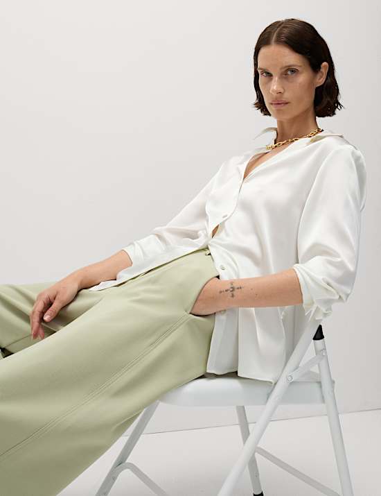 Tailored Pleat Front Barrel Leg Trousers