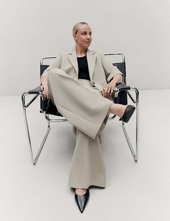 Tailored Pleat Front Wide Leg Trousers