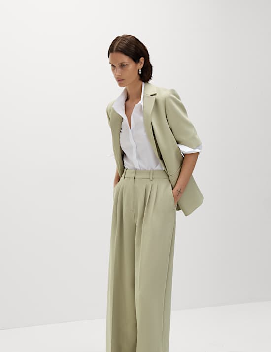 Tailored Pleat Front Wide Leg Trousers
