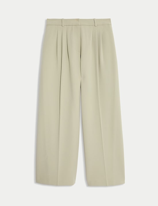 Tailored Pleat Front Wide Leg Trousers