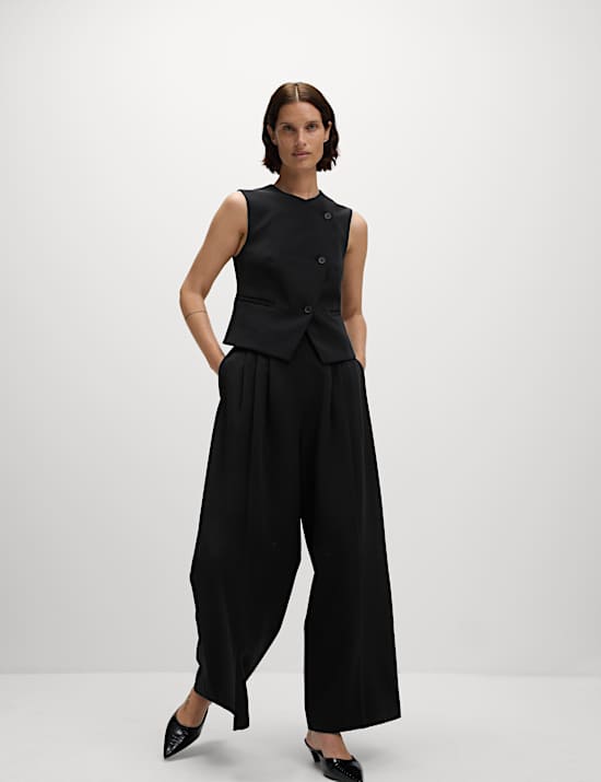 Tailored Pleat Front Wide Leg Trousers