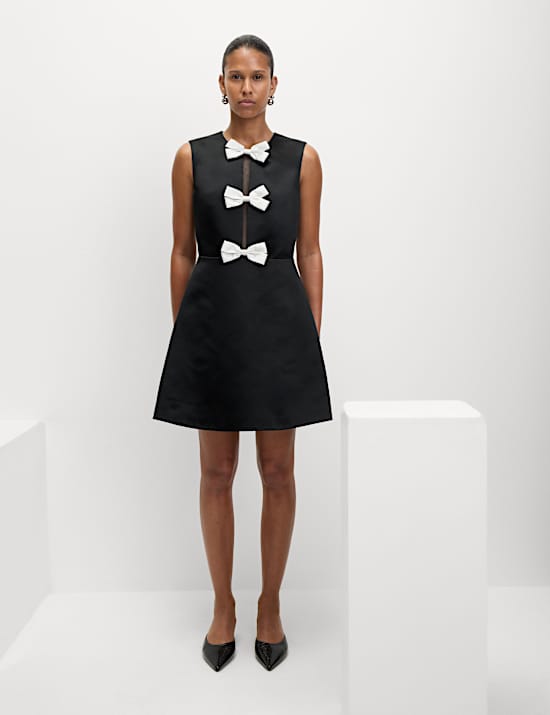 Bow Detail Mini Waisted Dress