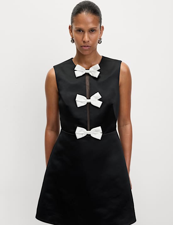 Bow Detail Mini Waisted Dress