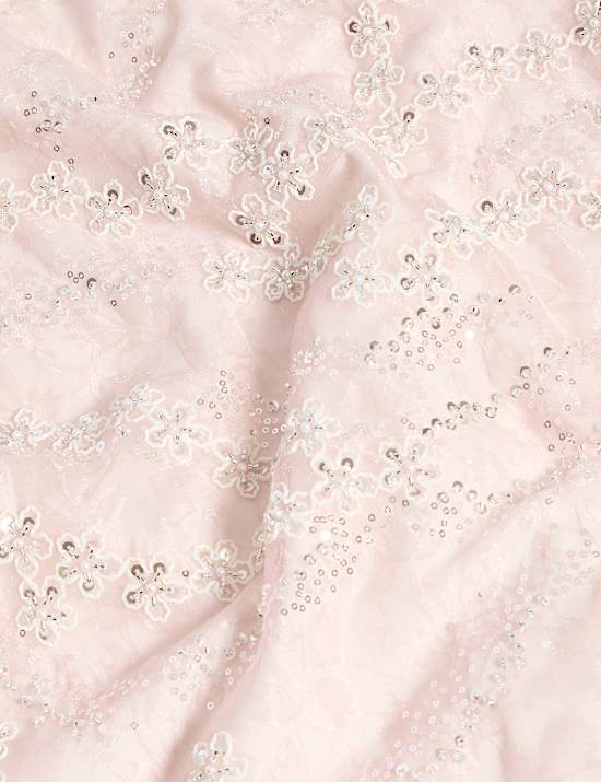 Sequin Floral Midi Slip Skirt