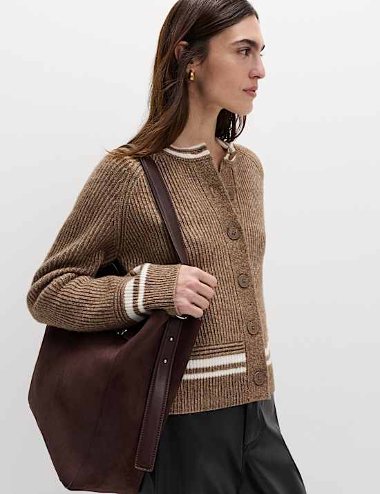 Cloud-Yarn Crew Neck Tipped Detail Cardigan