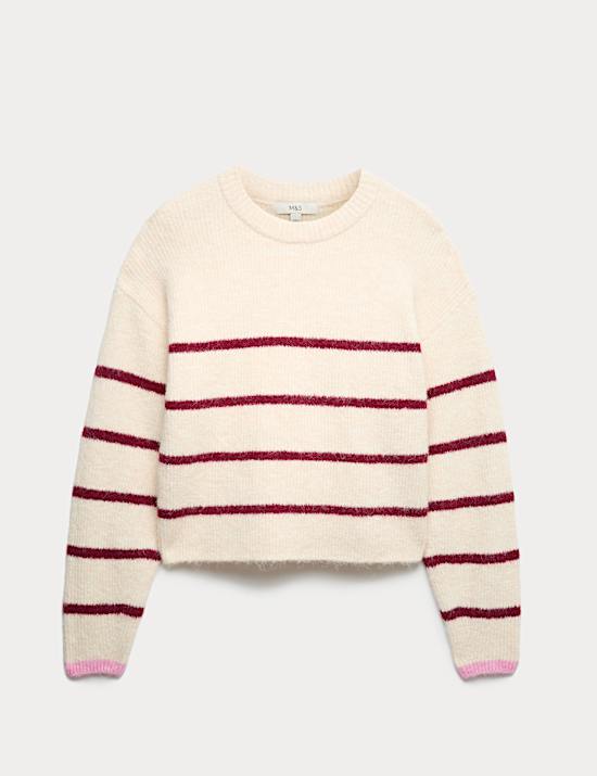 Striped Cropped Jumper With Wool