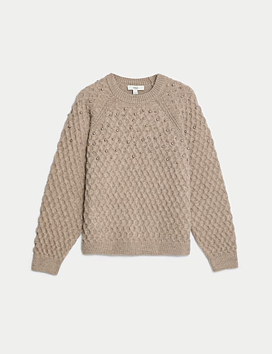 Cable Knit Embellished Jumper