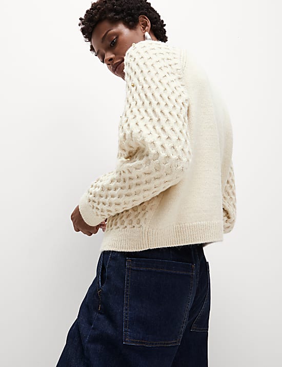 Cable Knit Embellished Jumper