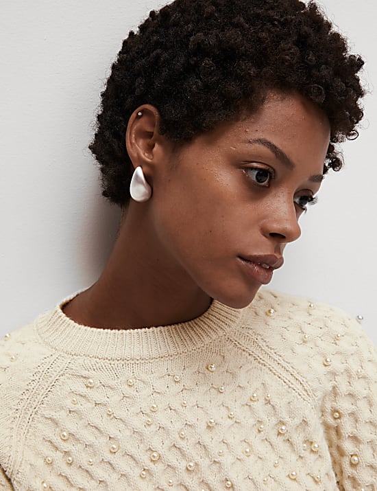 Cable Knit Embellished Jumper