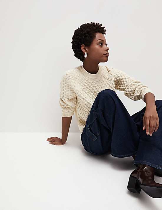 Cable Knit Embellished Jumper