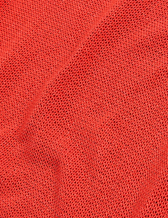 Rompi Rajut Kerah Bundar Bertekstur dengan Katun