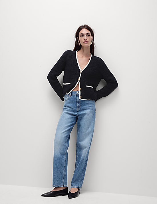 Cotton Blend Textured Knitted Jacket