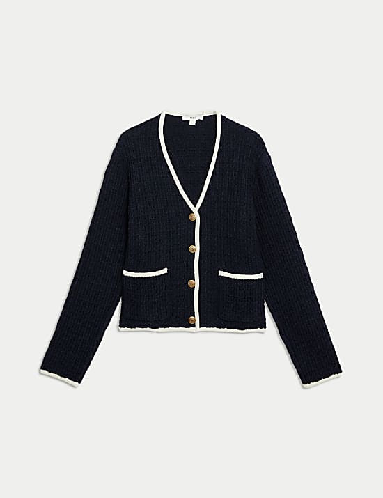 Cotton Blend Textured Knitted Jacket