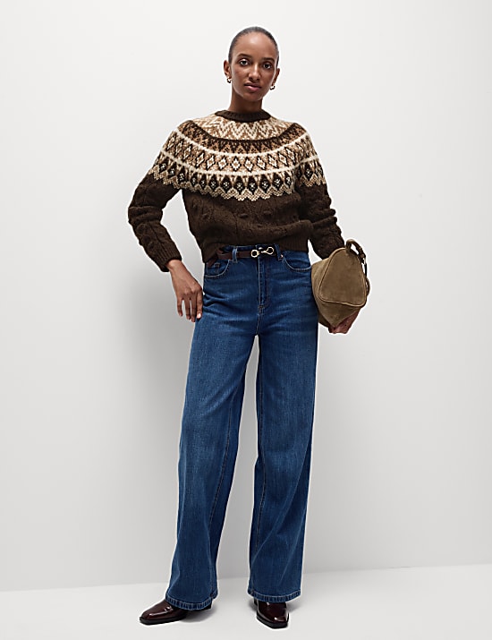 Pull &agrave; col rond motif jacquard