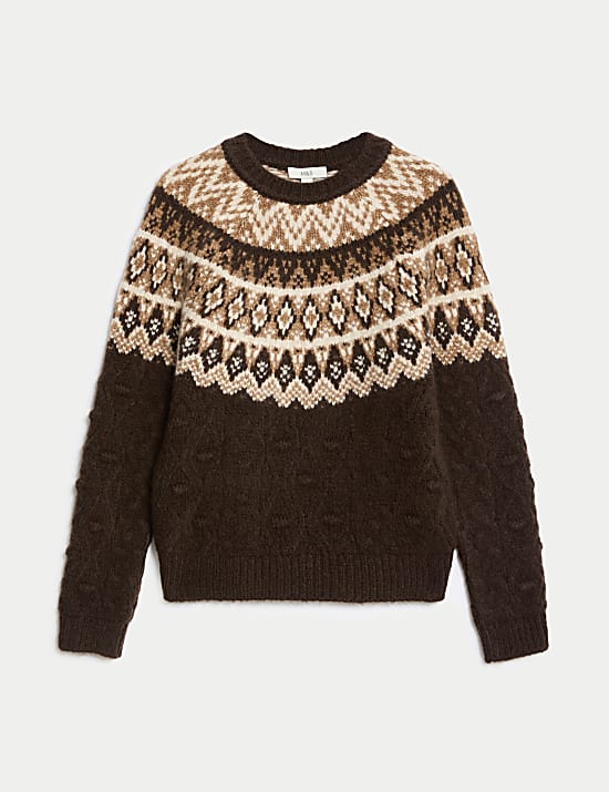 Pull &agrave; col rond motif jacquard