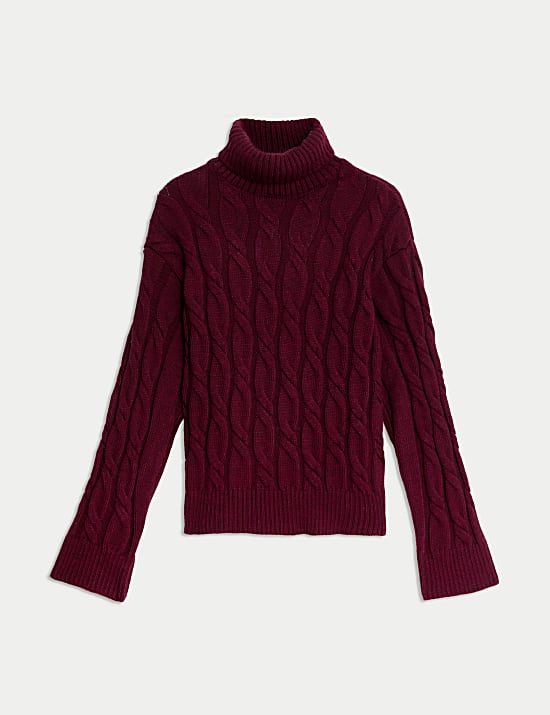 Cable Knit Roll Neck Jumper