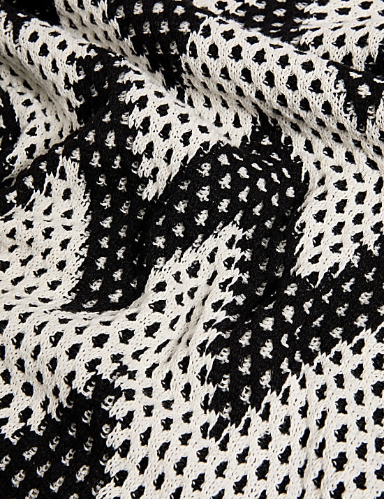 Robe midi en maille de coton m&eacute;lang&eacute; &agrave; col en V