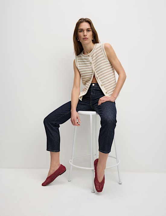 Cotton Rich Striped Knitted Waistcoat